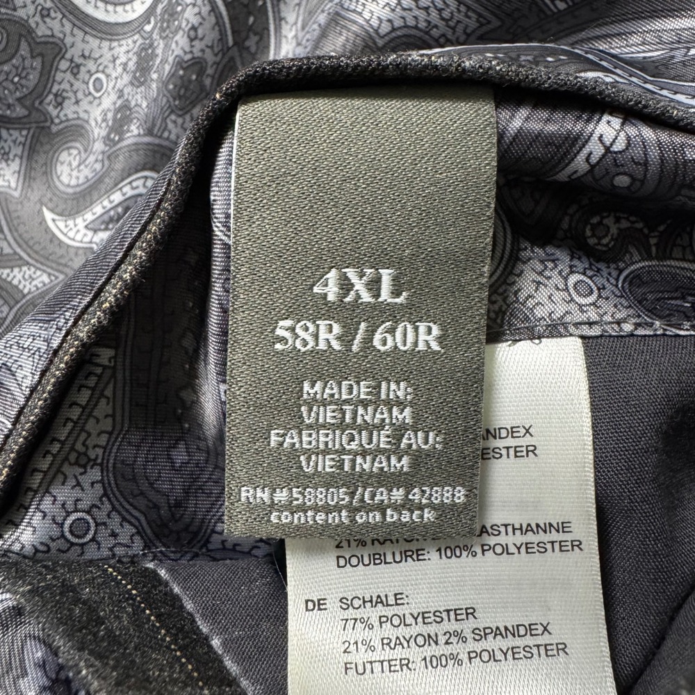 Oak Hill Plaid Sport Coat Mens 4XL (58R 60R) Dark Gray Check Two Button Blazer - Picture 3 of 10